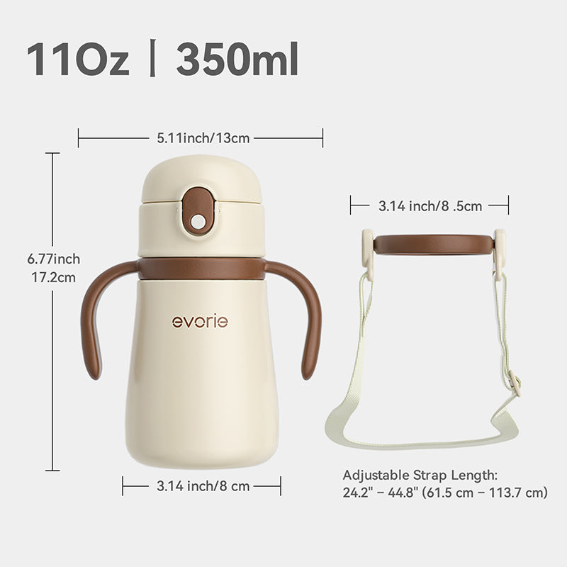 Stainless Steel Vacuum Bottle with Straw for Kids 350mL, Solid Colour