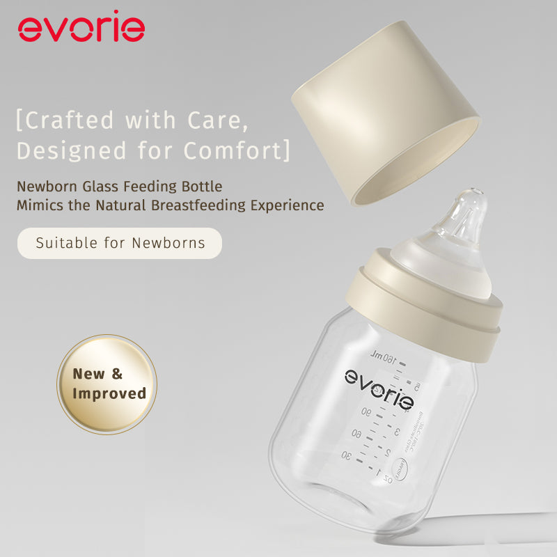 Evorie Glass Wide-neck Baby Milk Feeding Bottle 160mL/5oz - Misty Pink
