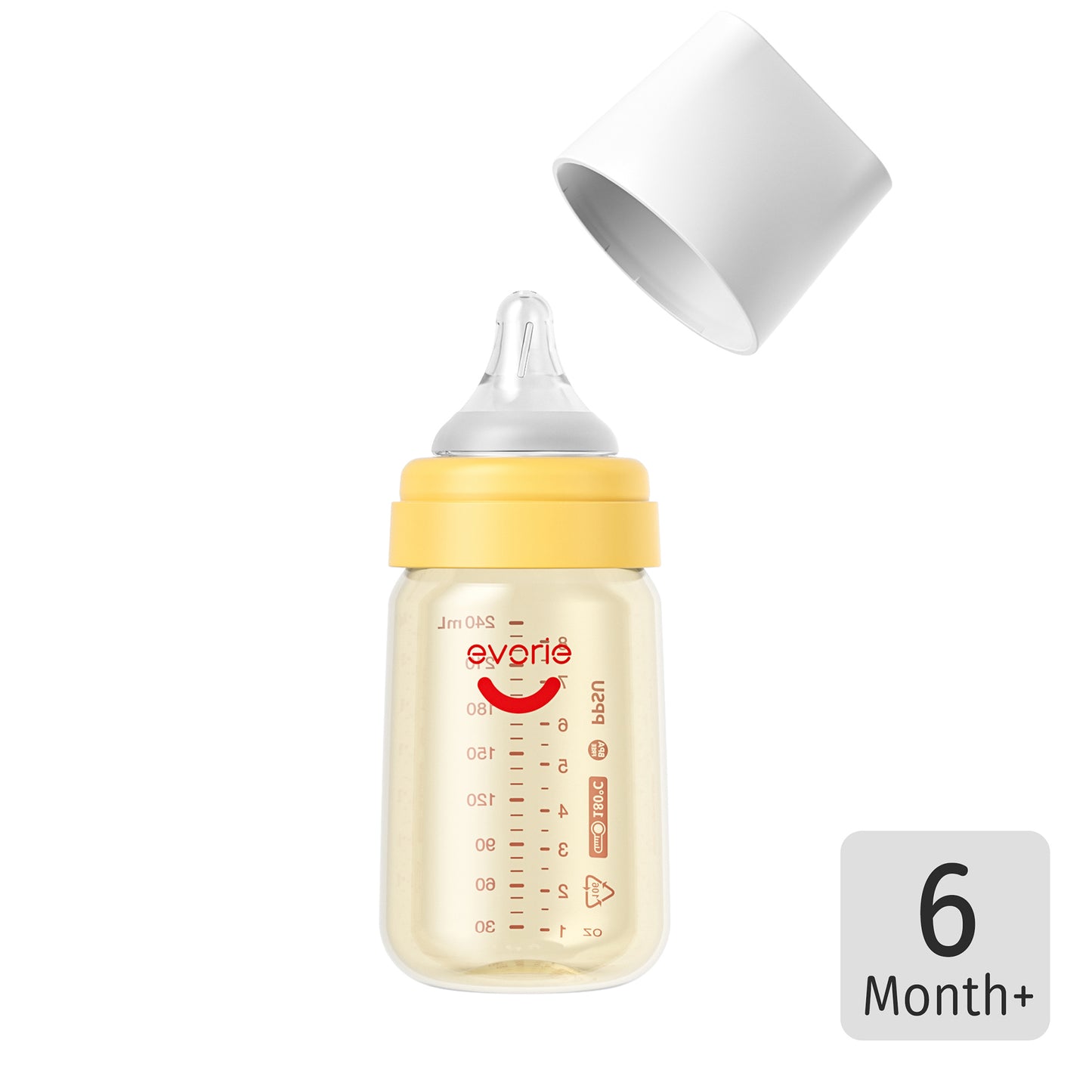 PPSU Wide-neck Baby Milk Feeding Bottle 240mL/8oz, Orange