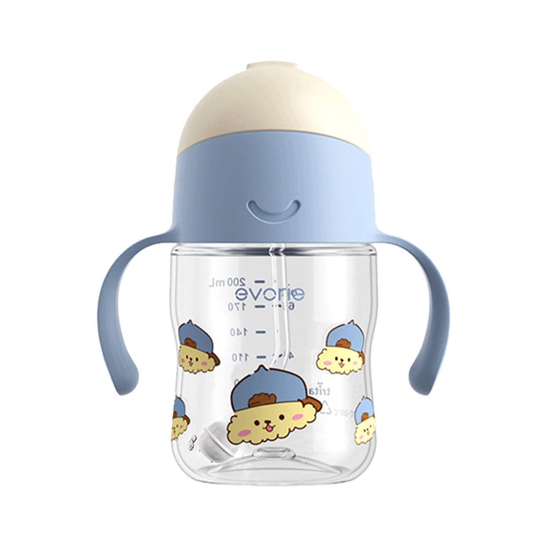 Evorie Tritan Baby 360 Straw Water Bottle Sippy Cup 200mL, Cool Pup
