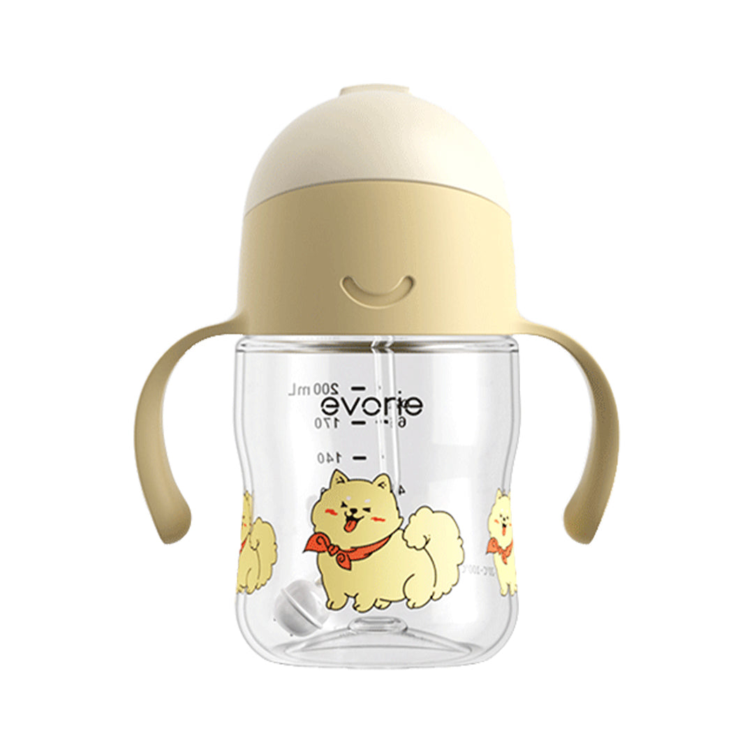 Evorie Tritan Baby 360 Straw Water Bottle Sippy Cup 200mL, Star Shiba