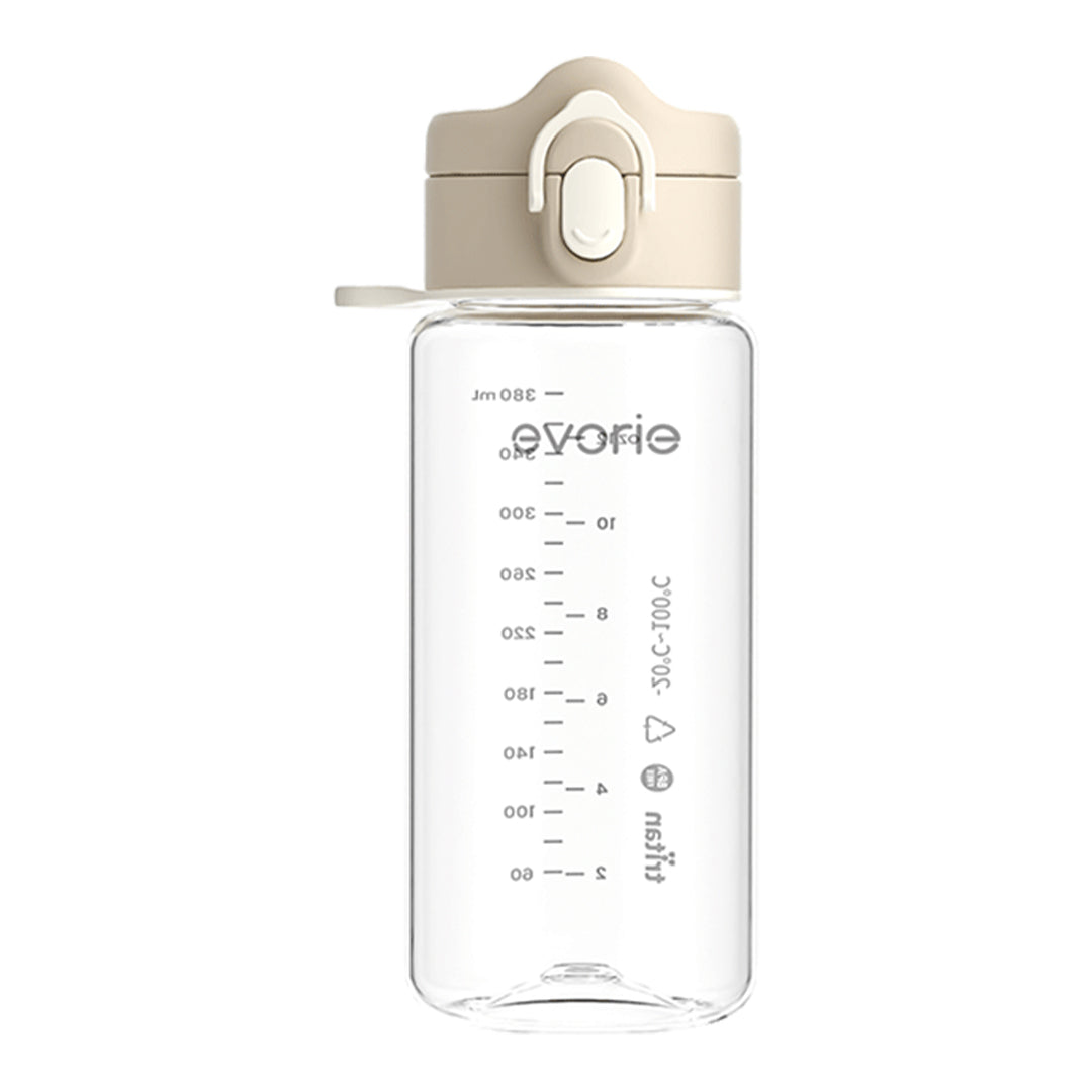 Evorie Tritan Kids Drinking Spout Water Bottle 380mL, Milk Beige