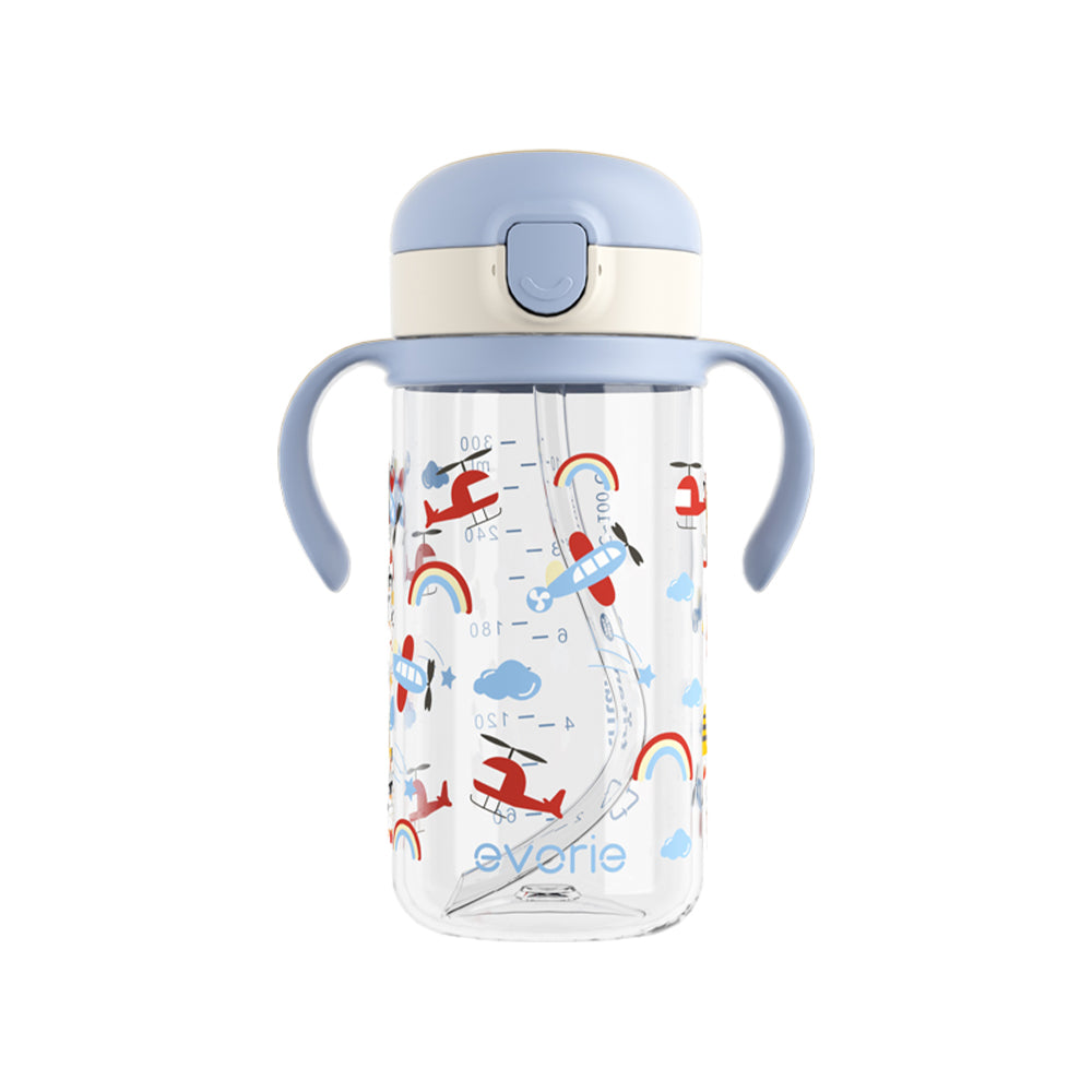Evorie Tritan Kids Botol Minum Sedotan 300ml, Cloud Pilot (BARU)