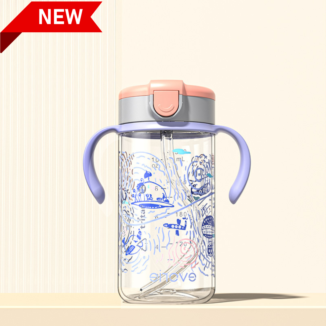 Evorie Tritan Kids Straw Water Bottle Mug 300mL, Space Explorer