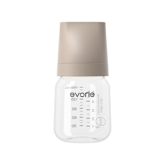 Evorie Botol Susu Bayi Kaca Leher Lebar 240mL/8oz - Cokelat Susu Teh