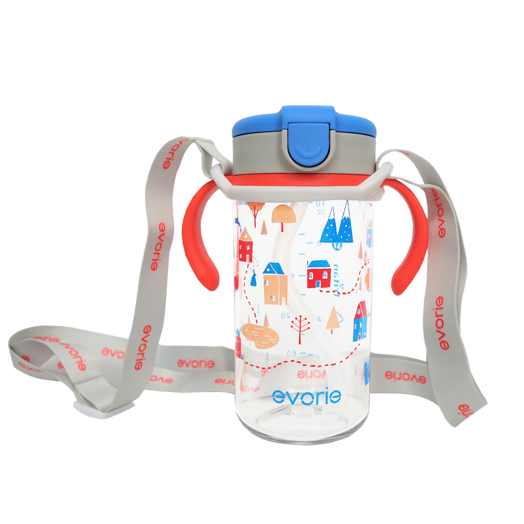 Slip-on Shoulder Sling Strap for 300mL Kids Straw Water Bottle Mug and 200mL Sippy Cup