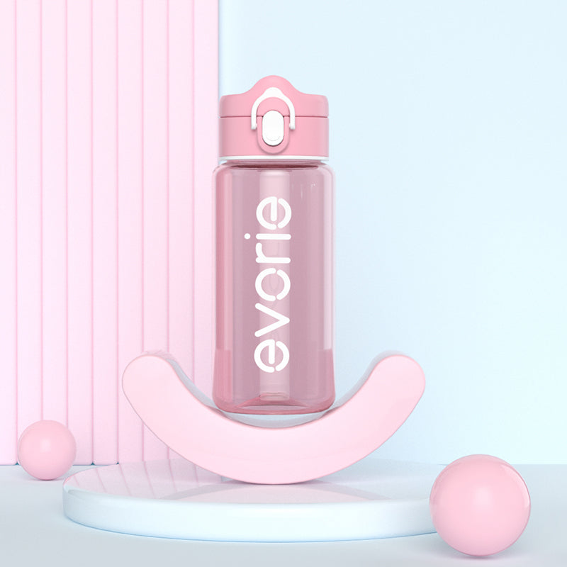 Evorie Tritan Kids Drinking Spout Water Bottle 380mL, Classic Pink
