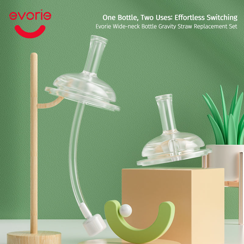 Wide-Mouth Feeding Bottle Straw Set with Gravity Ball & Mouthpiece