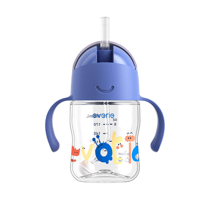 Evorie Tritan Baby 360 Straw Water Bottle Sippy Cup 200mL, Blue Explorer