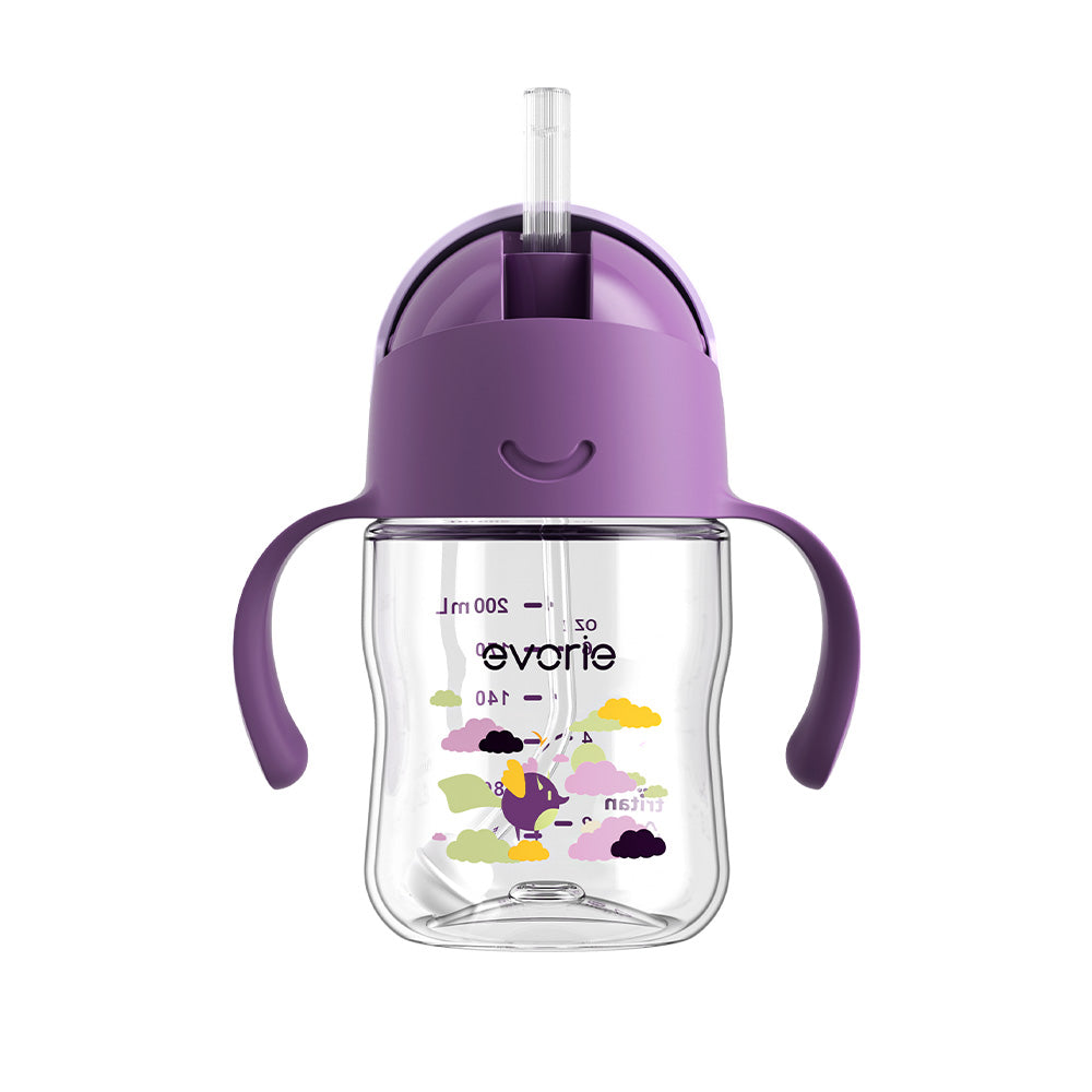 Evorie Tritan Baby 360 Straw Water Bottle Sippy Cup 200mL, Daydream