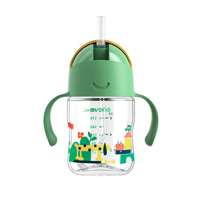 Evorie Tritan Baby 360 Straw Water Bottle Sippy Cup 200mL, Green Explorer