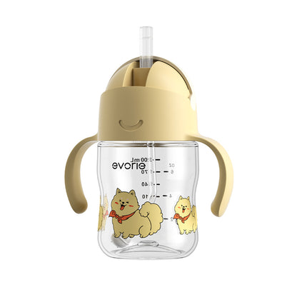 Evorie Tritan Baby 360 Straw Water Bottle Sippy Cup 200mL, Star Shiba