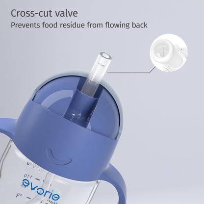 Evorie Tritan Baby 360 Straw Water Bottle Sippy Cup 200mL, Blue Explorer