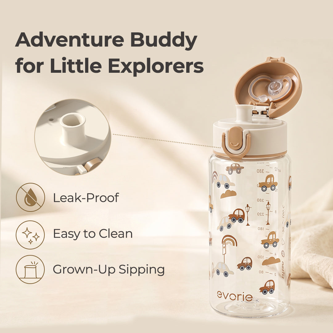Evorie Tritan Botol Minum Anak dengan Sedotan 380mL, Chill Capy