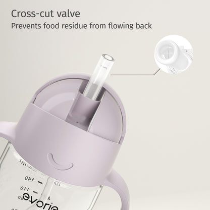 Evorie Tritan Baby 360 Straw Water Bottle Sippy Cup 200mL, Taro Purple