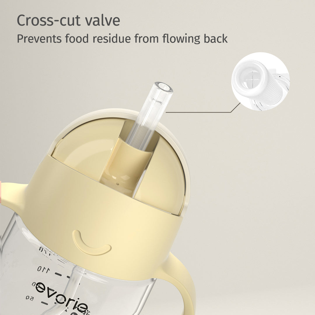 Evorie Tritan Baby 360 Straw Water Bottle Sippy Cup 200mL, Star Shiba