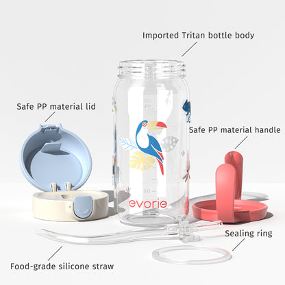 Evorie Tritan Kids Straw Water Bottle Mug 300mL, Toucan