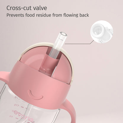 Evorie Tritan Baby 360 Straw Water Bottle Sippy Cup 200mL, Sweet Pup