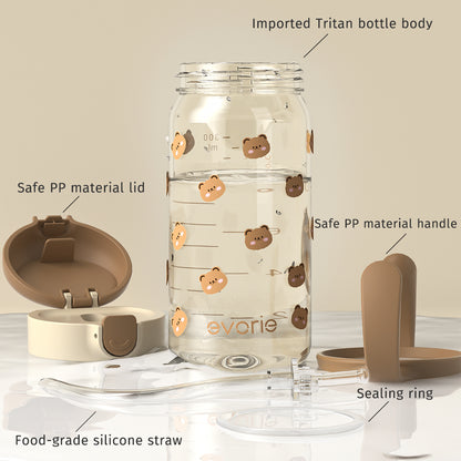 Evorie Tritan Kids Straw Water Bottle Mug 300mL, Honey Bear