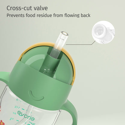 Evorie Tritan Baby 360 Straw Water Bottle Sippy Cup 200mL, Green Explorer