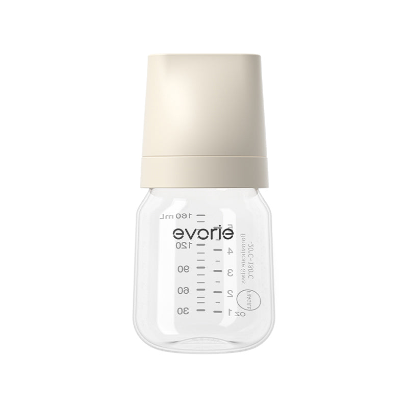 Botol Susu Bayi Kaca Leher Lebar Evorie 160mL/5oz - Aprikot Krimi