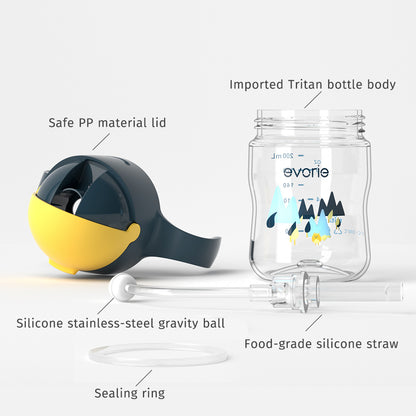Evorie Tritan Baby 360 Straw Water Bottle Sippy Cup 200mL, Bumble Bee