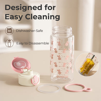 Evorie Tritan Botol Minum Anak dengan Sedotan 380mL, Chill Capy