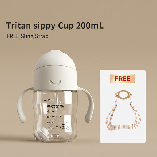 Evorie Tritan Baby 360 Straw Sippy Cup 200mL + FREE Slip-on Shoulder Sling Strap