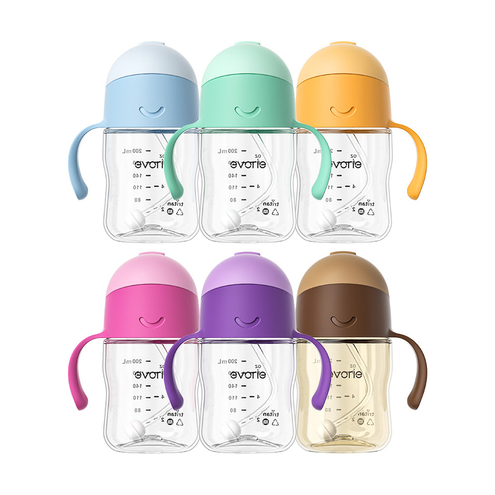 Evorie Tritan Baby 360 Straw Water Bottle Sippy Cup 200mL, Mint
