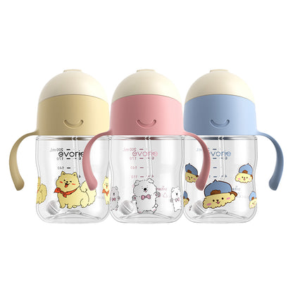 Evorie Tritan Baby 360 Straw Water Bottle Sippy Cup 200mL, Star Shiba