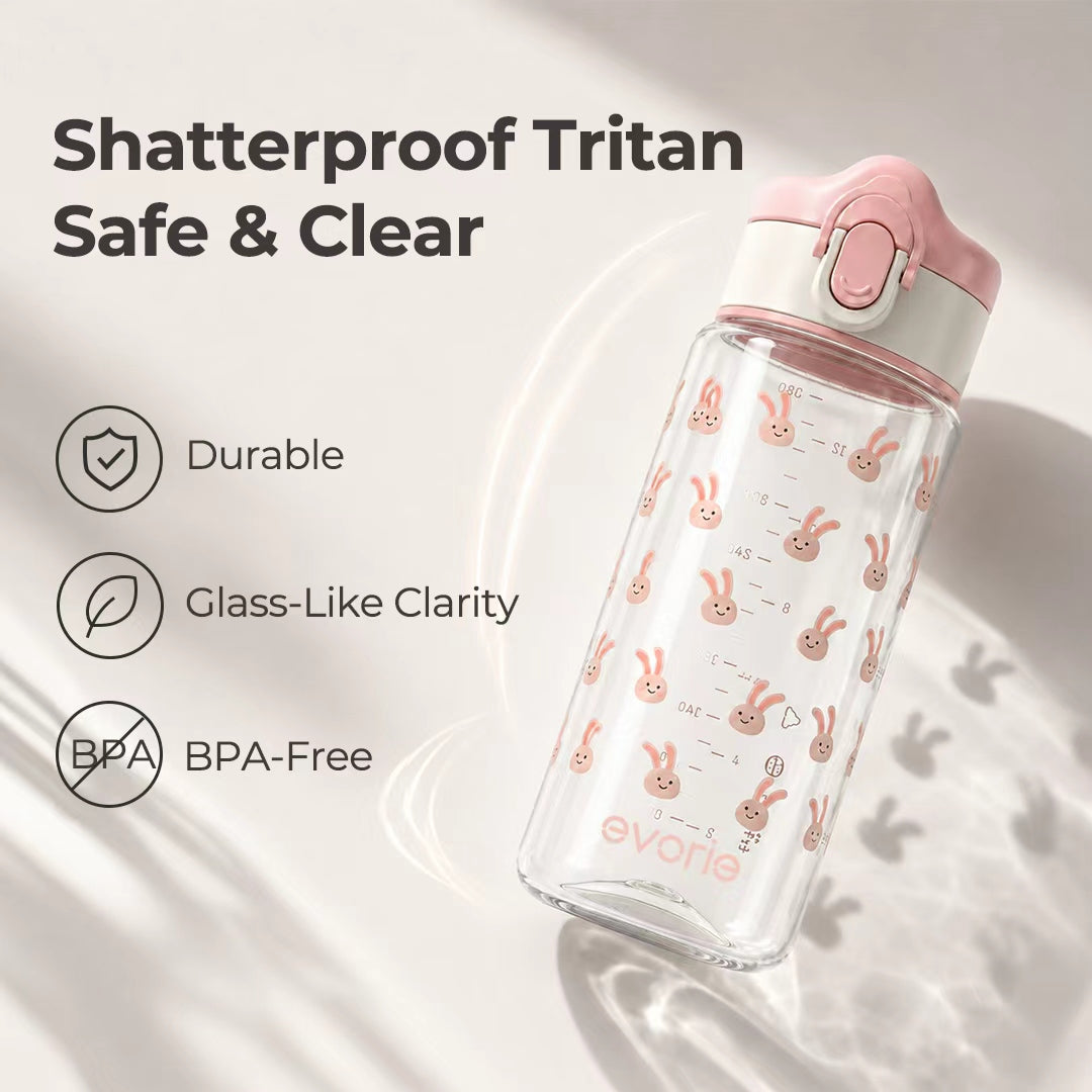 Evorie Tritan Botol Minum Anak dengan Sedotan 380mL, Chill Capy