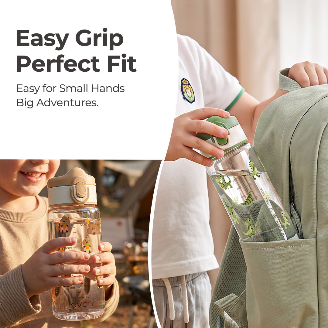 Evorie Tritan Botol Minum Anak dengan Sedotan 380mL, Chill Capy