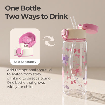 Botol Minum Anak Sedotan Evorie Tritan 380ml, Dinosaurus Hijau