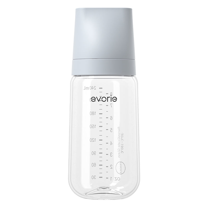 Botol Susu Bayi Leher Lebar Kaca Evorie 240mL/8oz - Moonlit Blue