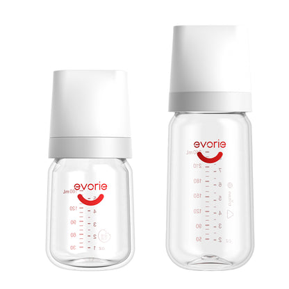 Evorie Tritan Wide-neck Baby Milk Feeding Bottle Starter Set 160mL+240mL, White