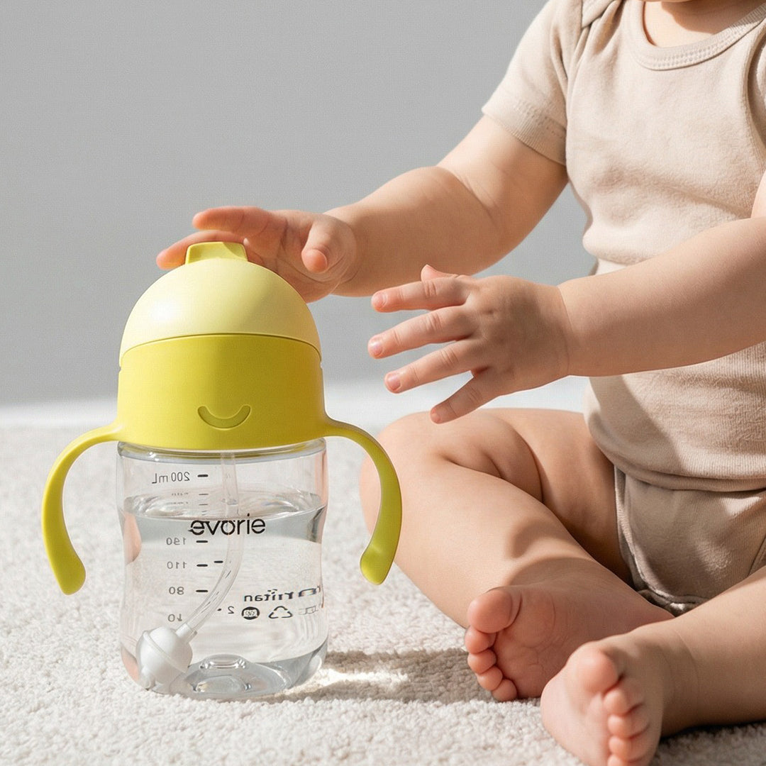 Evorie Tritan Baby 360 Straw Water Bottle Sippy Cup 200mL, Fresh Green