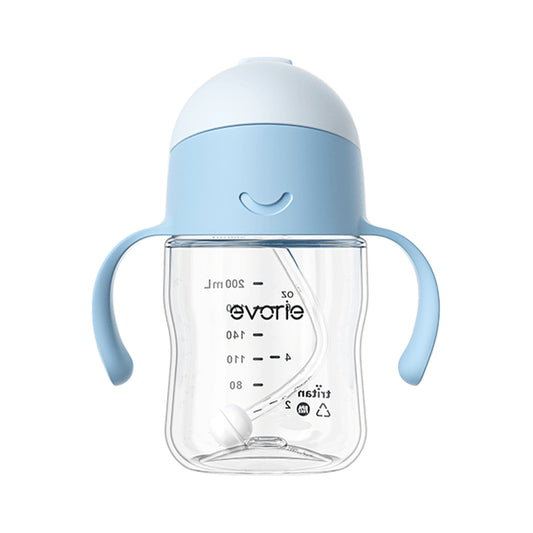 Evorie Tritan Baby 360 Straw Water Bottle Sippy Cup 200mL, Bluemoon