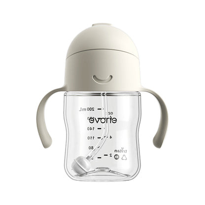 Evorie Tritan Baby 360 Straw Water Bottle Sippy Cup 200mL, Cream Beige
