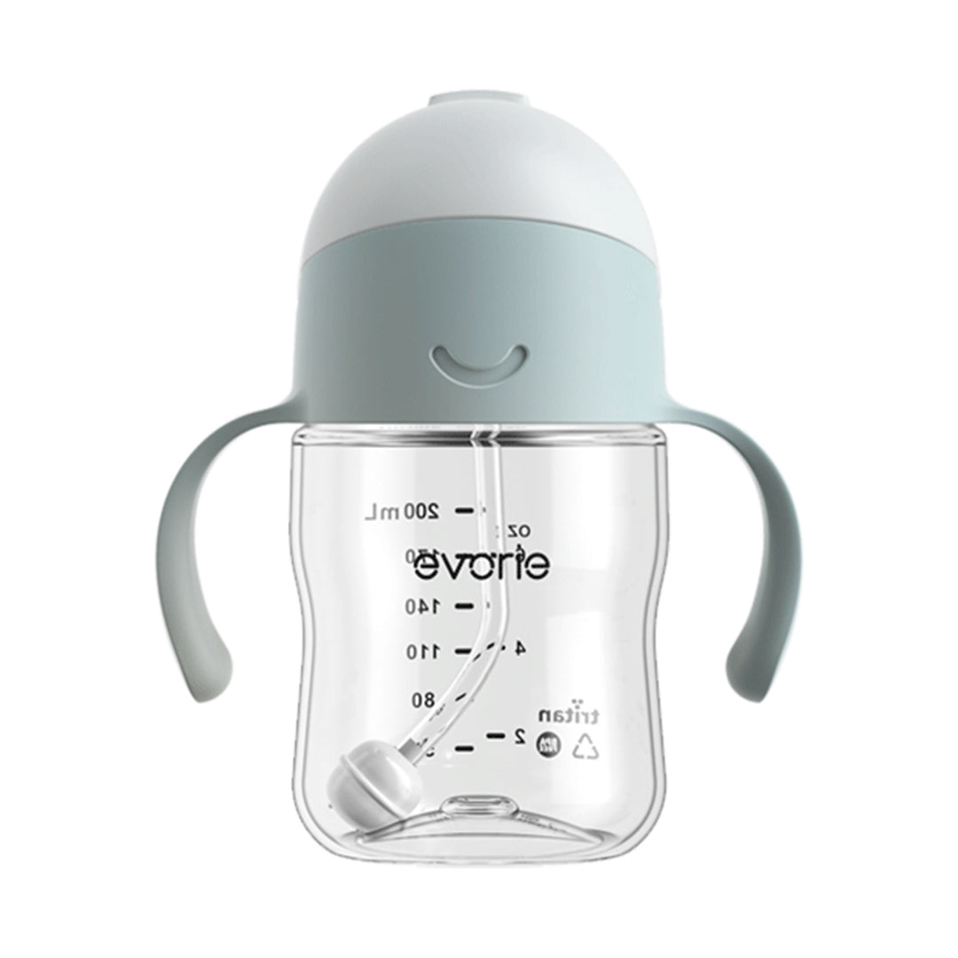 Evorie Tritan Baby 360 Straw Water Bottle Sippy Cup 200mL, Lake Blue