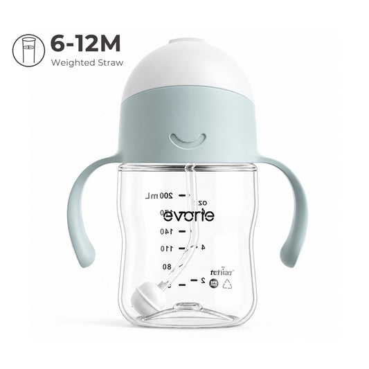 Evorie Tritan Botol Air Sedotan Bayi 360 Gelas Seduh 200mL, Danau Biru
