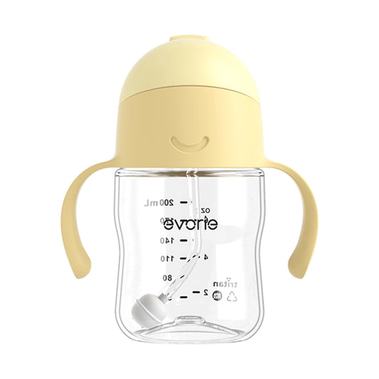 Evorie Tritan Baby 360 Straw Water Bottle Sippy Cup 200mL, Lemon Yellow
