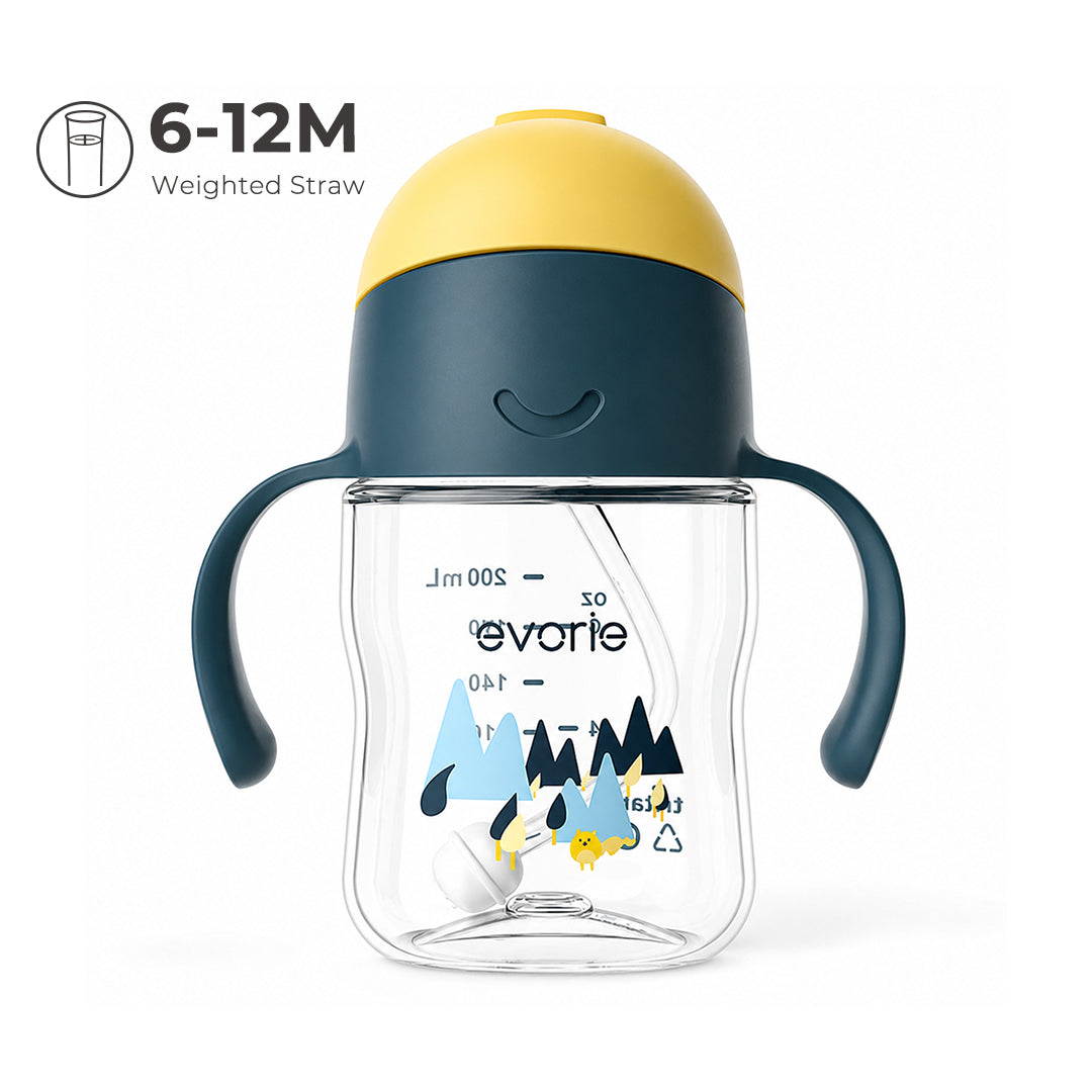 Evorie Tritan ขวดน้ำเด็กพร้อมหลอดดูด 360 องศา รุ่น Sippy Cup ขนาด 200 มล. สีบับเบิ้ลบี