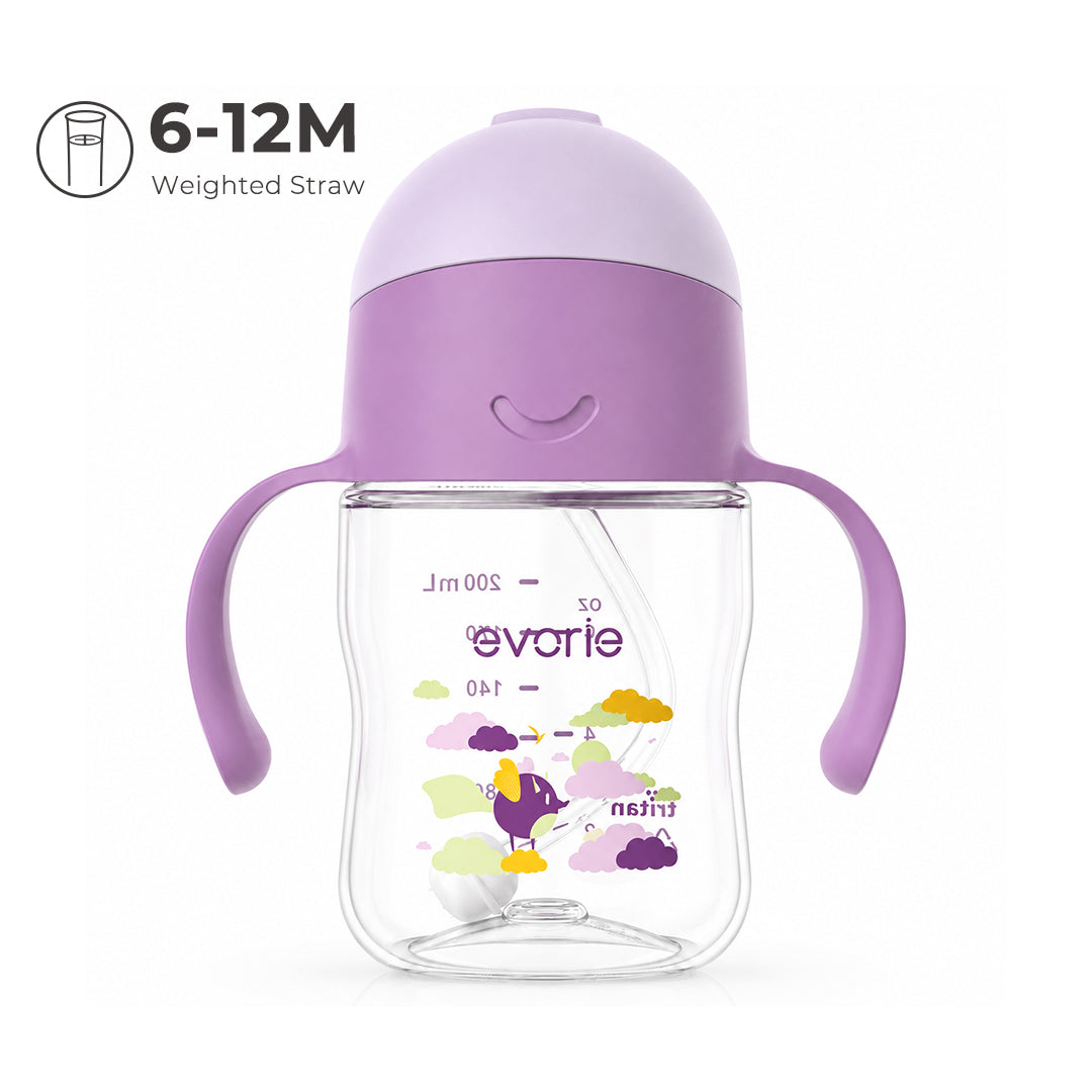 Evorie Tritan Baby 360 Straw Water Bottle Sippy Cup 200mL, Daydream