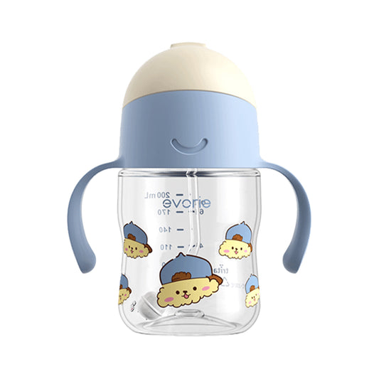Evorie Tritan Baby 360 Straw Water Bottle Sippy Cup 200mL, Cool Pup