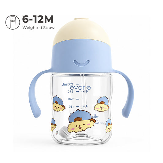 Evorie Botol Minum Sedotan Bayi Tritan 360 Gelas Sippy 200mL, Cool Pup