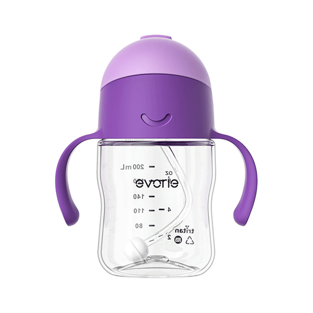 Evorie Tritan ขวดน้ำเด็กพร้อมหลอดดูด 360 องศา รุ่น Sippy Cup ขนาด 200 มล. สีม่วง