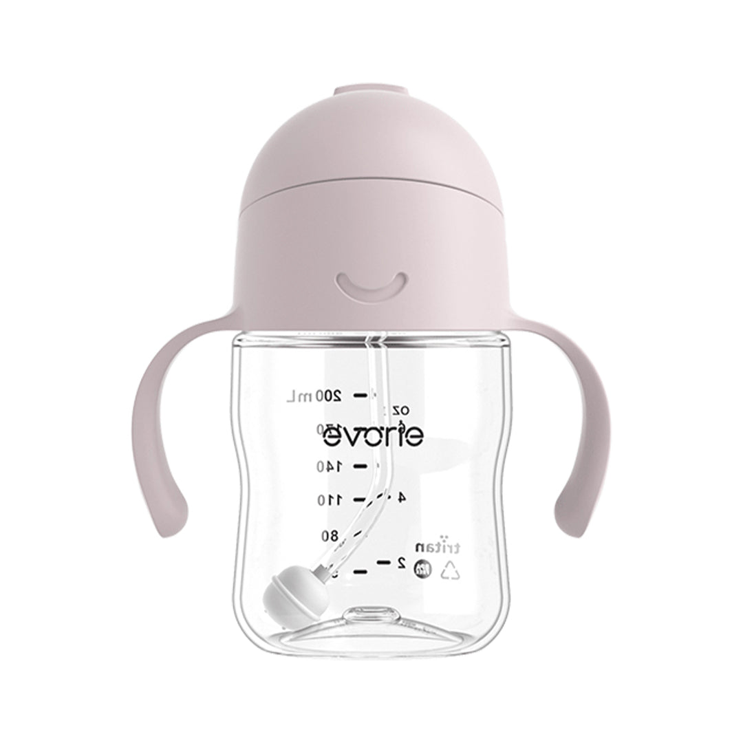 Evorie Tritan Baby 360 Straw Water Bottle Sippy Cup 200mL, Taro Purple