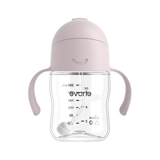 Evorie Tritan Baby 360 Straw Water Bottle Sippy Cup 200mL, Taro Purple
