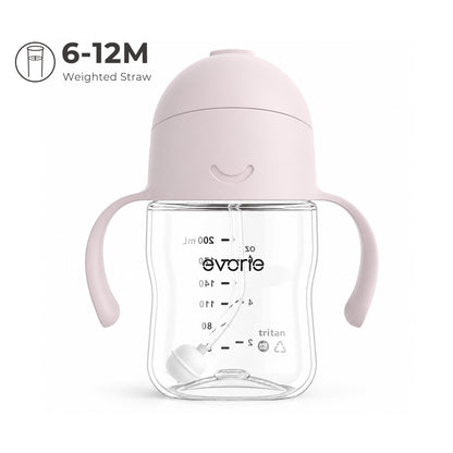 Evorie Tritan Baby 360 Straw Water Bottle Sippy Cup 200mL, Taro Purple