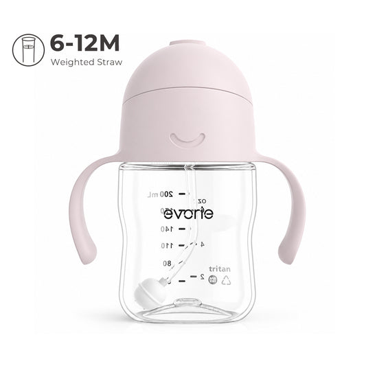 Botol Air Sedotan Bayi Evorie Tritan 360 Cangkir Minum 200mL, Ungu Taro